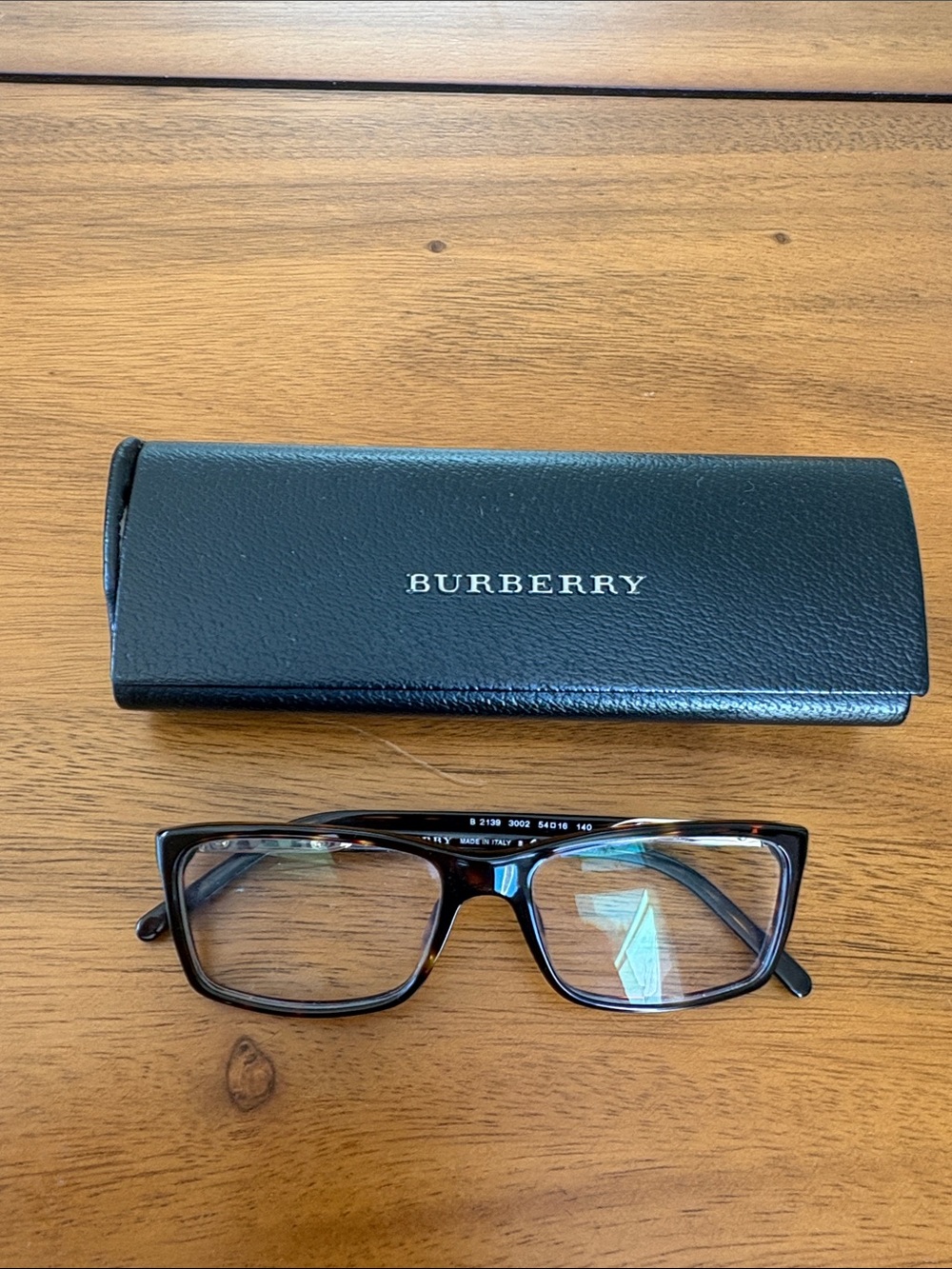 Burberry Black and Tortoiseshell Rectangular Glasses with Case